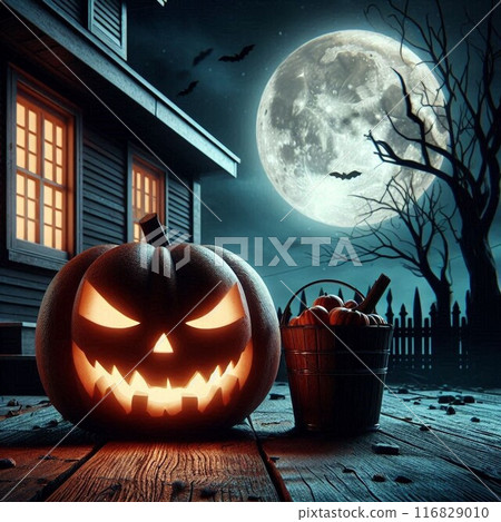 Jack-o'-lantern glowing in the dark Jack-o'-lantern glowing in the dark 116829010