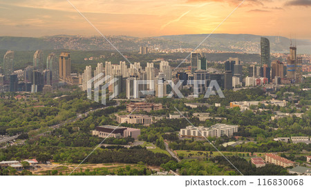 Aerial view of Istanbul's cityscape with skyscrapers and green spaces, taken from a Istanbul Sapphire skyscraper Aerial view of Istanbul's cityscape with skyscrapers and green spaces, taken from a Istanbul Sapphire skyscraper 116830068