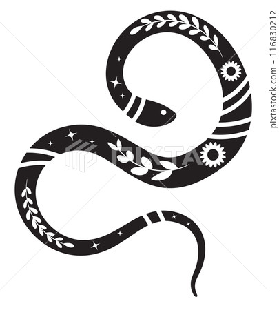 Snake silhouette with floral Snake silhouette with floral 116830212