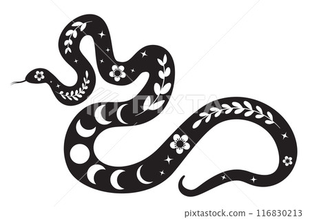 Snake silhouette with floral Snake silhouette with floral 116830213