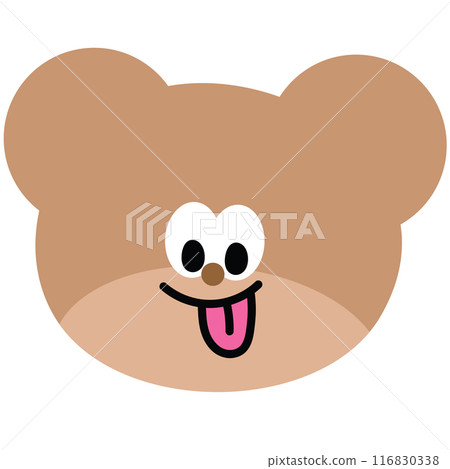 Teddy bear, tongue out for cartoon, character, comic, mascot, cute patches, plush toy, doll, brooch, animal, shirt print, zoo, kid, toddler, baby, children, logo, icon, card, emotion, yummy expression 116830338