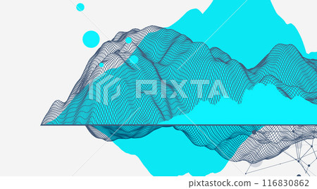 Abstract wireframe mountain background. Modern science or technology art elements. Surface illustration. Hand drawn vector. Abstract wireframe mountain background. Modern science or technology art elements. Surface illustration. Hand drawn vector. 116830862