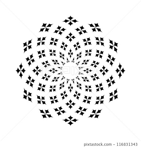 Abstract Radial Circle Floral Pattern. Decorative Design Element. Abstract Radial Circle Floral Pattern. Decorative Design Element. 116831343