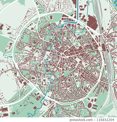 Leuven map, Belgium. City map, streetmap with buildings and roads, parks and rivers. 116832204