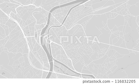 Background Liege map, Belgium, white and light grey city poster with roads and water. Background Liege map, Belgium, white and light grey city poster with roads and water. 116832205