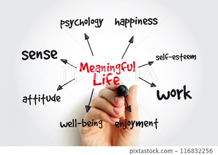 Meaningful Life mind map with marker, concept for presentations and reports 116832256