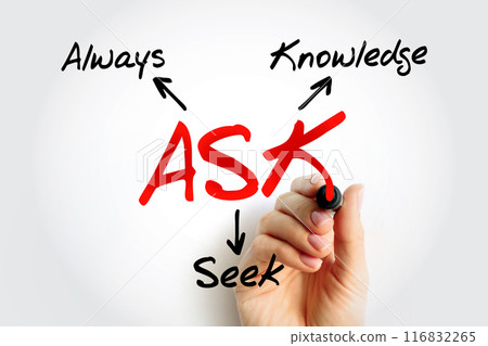 ASK - Always Seek Knowledge acronym with marker, education business concept background 116832265