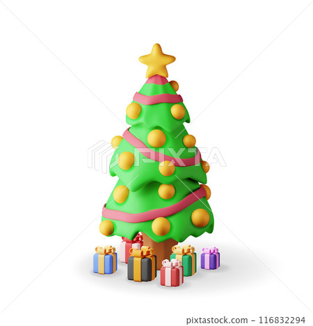 3D Christmas tree decorated 116832294