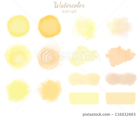 Watercolor texture icon set orange Watercolor texture icon set orange 116832663