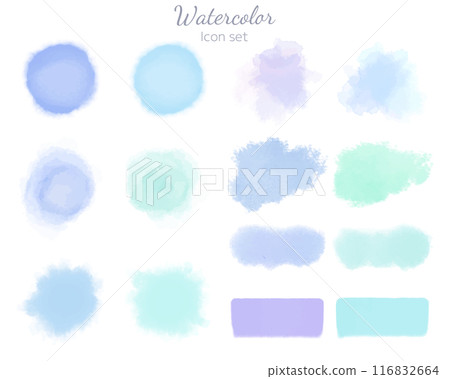 Watercolor texture icon set blue 116832664