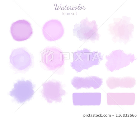 Watercolor texture icon set Purple series Watercolor texture icon set Purple series 116832666