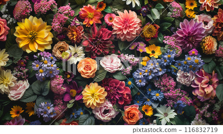 Colorful flowers filling the screen, background Colorful flowers filling the screen, background 116832719
