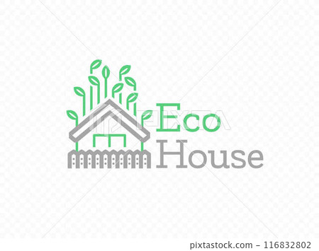Eco house with green plants vector design 116832802
