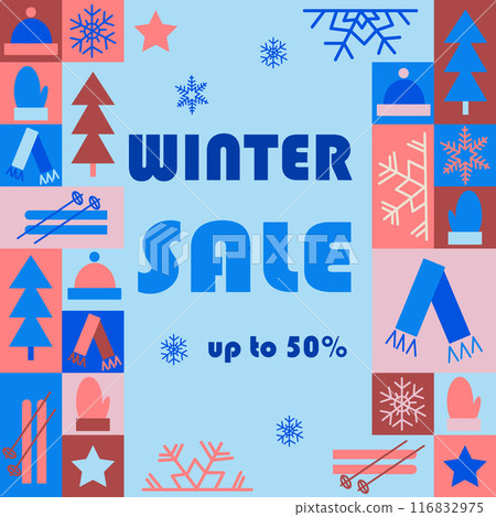 Winter sale abstract banner in geometric style Winter sale abstract banner in geometric style 116832975