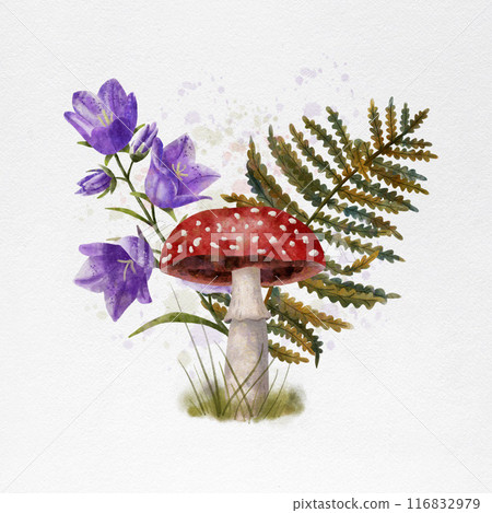 Watercolor hand drawn forest composition Watercolor hand drawn forest composition 116832979