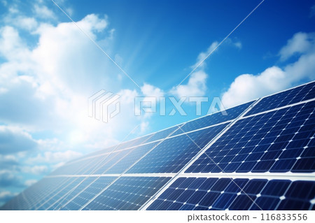 A solar panel under shining sunlight A solar panel under shining sunlight 116833556