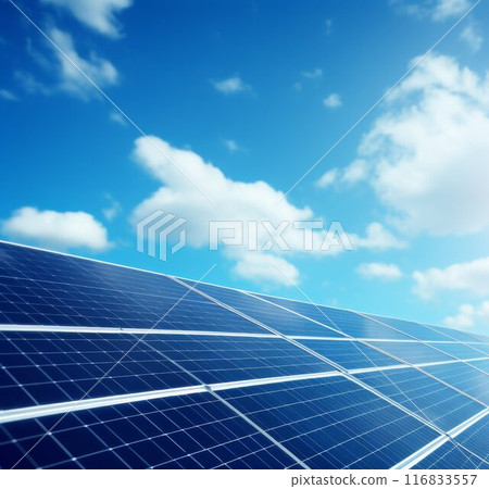 A solar panel under shining sunlight, banner 116833557