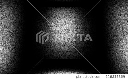 Abstract dark room with lights in retro dotwork style 116833869