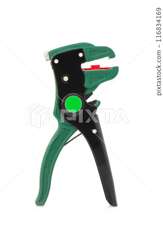 Automatic insulation stripper isolated on white background. insulation stripper for stripping wires 116834169