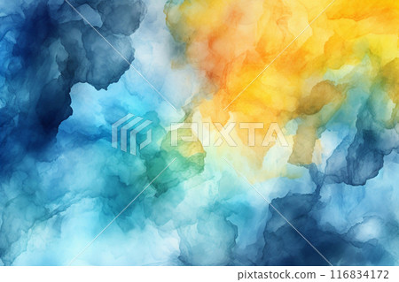 Blue and yellow watercolor background. Ukrainian background.  116834172