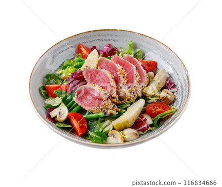 Tuna salad on a white background. isolate. for restaurant menu for delivery Tuna salad on a white background. isolate. for restaurant menu for delivery 116834666