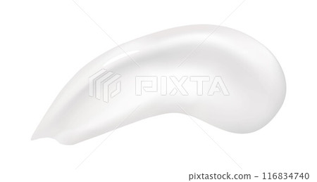 White cream. Realistic creamy or lotion texture, gel blob, shower gel, shaving foam isolated. Vector illustration for your design. 116834740