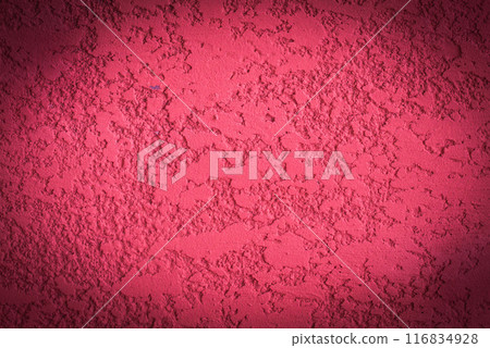 Pink paint texture plaster wall rough stucco background solid abstract pattern black vignette design 116834928