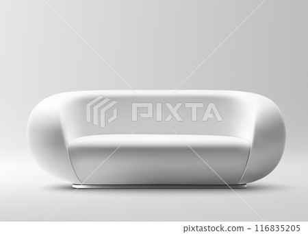 Modern Minimalist White Sofa on Gray Background Modern Minimalist White Sofa on Gray Background 116835205