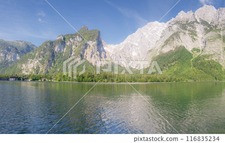 Sankt Bartholoma vor dem Watzmann on Konigsee lake in Berchtesgaden Alps Germany 116835234