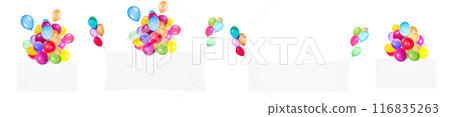Holiday banners with colorful balloons 116835263