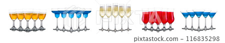 Set of different glasses for drinks and cocktails on white background 116835298