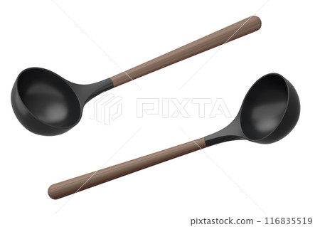 Silicon soup ladle or spoon on white background. 116835519