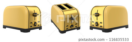 Stainless steel toaster for making toast bread on a white background. Stainless steel toaster for making toast bread on a white background. 116835533