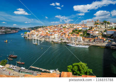 Aerial view of Porto city, Portugal, on sunset Aerial view of Porto city, Portugal, on sunset 116835788
