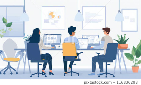 Group of business people team meeting in modern office working design planning and ideas concept 116836298