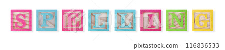 Spelling concept with wood blocks Spelling concept with wood blocks 116836533