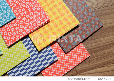 Chiyogami Japanese paper Origami background material 116836792
