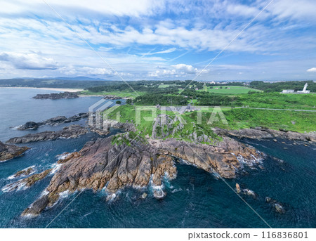 Aerial photography (Aomori Prefecture) Drone shot of Ashigezaki Observatory from above Tanesashi Coast Aerial photography (Aomori Prefecture) Drone shot of Ashigezaki Observatory from above Tanesashi Coast 116836801