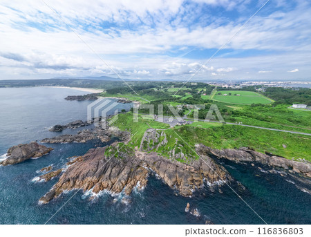 Aerial photography (Aomori Prefecture) Drone shot of Ashigezaki Observatory from above Tanesashi Coast Aerial photography (Aomori Prefecture) Drone shot of Ashigezaki Observatory from above Tanesashi Coast 116836803
