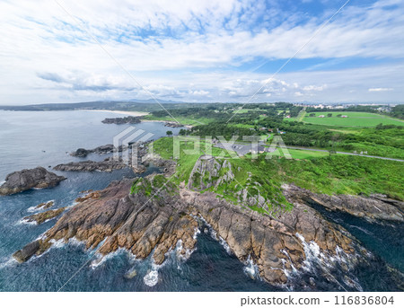 Aerial photography (Aomori Prefecture) Drone shot of Ashigezaki Observatory from above Tanesashi Coast Aerial photography (Aomori Prefecture) Drone shot of Ashigezaki Observatory from above Tanesashi Coast 116836804