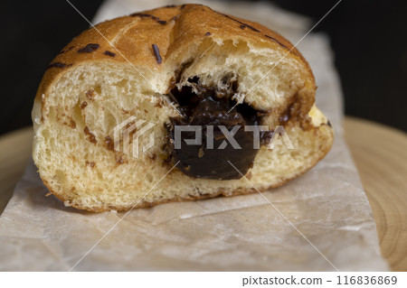 sweet dessert for tea with soft chocolate filling 116836869
