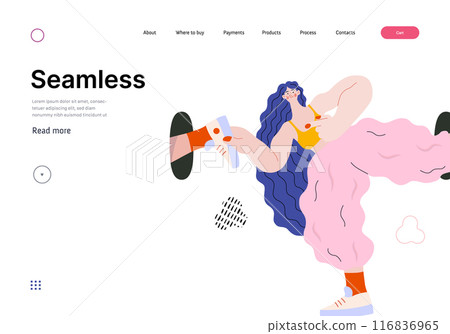 Life Unframed: Self-support -modern flat vector concept illustration of a girl in infinite loop. Metaphor of unpredictability, imagination, whimsy, cycle of existence, play, growth and discovery 116836965