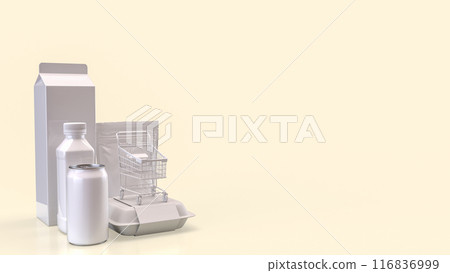 The food product and shopping cart on tablet for online marketing concept 3d rendering. 116836999
