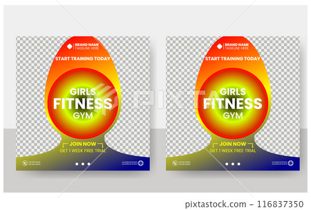 Fitness gym center social media poster templet Fitness gym center social media poster templet 116837350