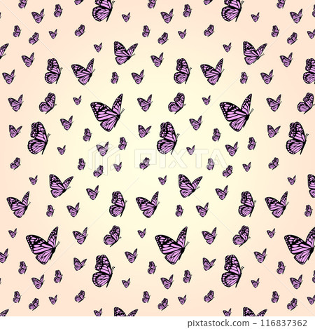 Tiger Swallowtail Butterfly Pattern Pink Background. Elegant Wedding Decor. Exotic Wild Moth Flight. Papilio Maackii Wings Printable Art. Papilionidae Insect Design Element. Vector illustration 116837362