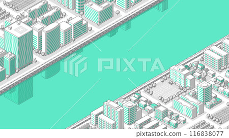 Three-dimensional cityscape seen from above vector illustration 116838077