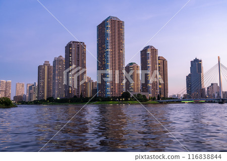 東京灣地區塔樓大廈的“東京”夜景 116838844