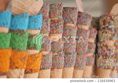 stack of waffle con displaying . stack of waffle con displaying . 116838963
