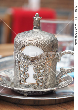 a cup of turkish coffee on table a cup of turkish coffee on table 116838978