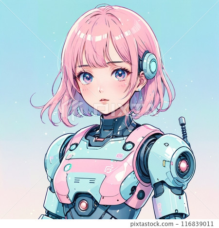 A simple outline illustration of a female robot A simple outline illustration of a female robot 116839011